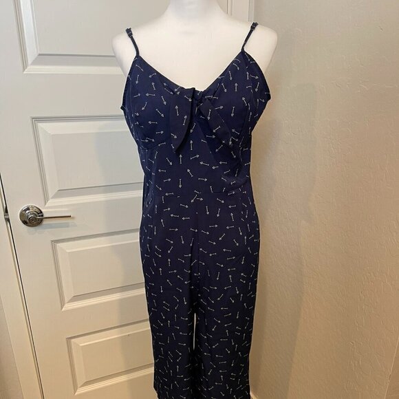 Xhilaration Jumpsuit in Navy Blue and White - Size Large - NWT (291) - Picture 1 of 9